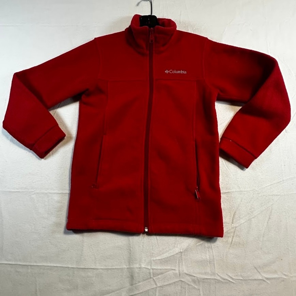 Columbia Full Zip Fleece Jacket Red Youth Size M Fall Winter Gorpcore Cabincore‎